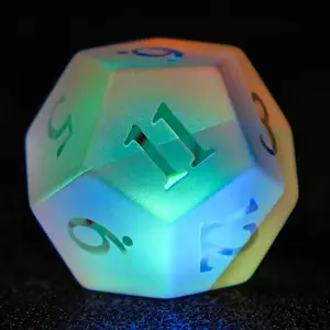 Iridescent Frosted Gem Dice Set - Raised Numbers, 16-18mm, Premium Opal Glass, Translucent Milky White Base, Opalescent Finish, Perfect for DND/RPG Games