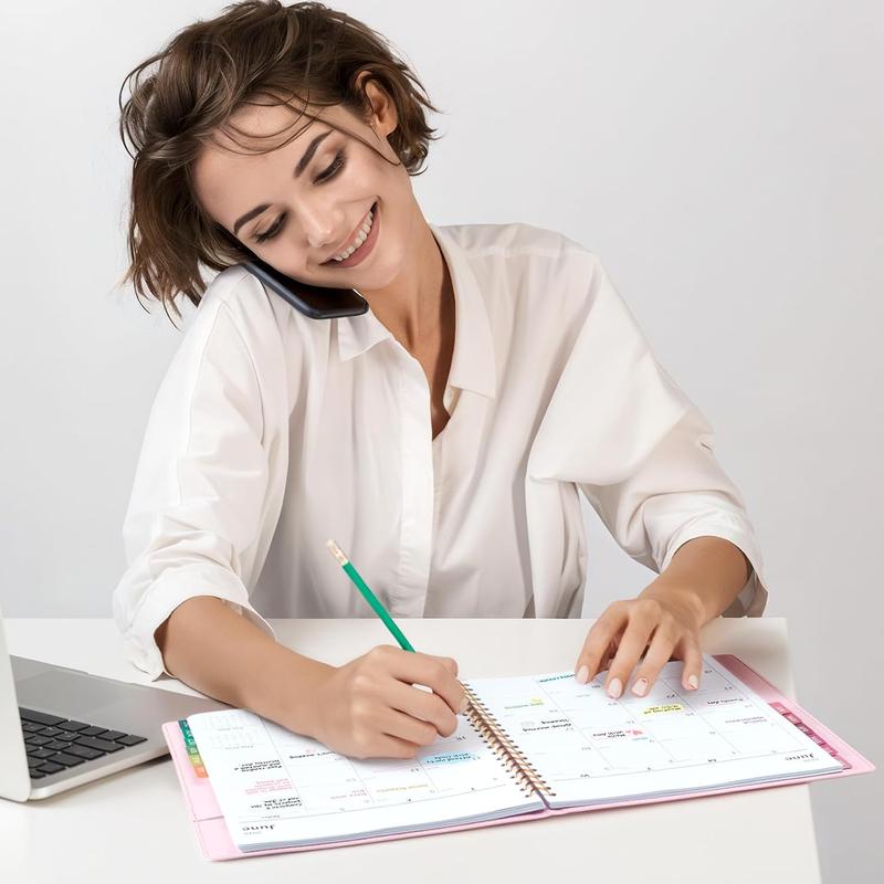 2026 Planner Weekly and Monthly, Jan 2026 -Dec 2026, Vegan Leather Cover Calendar Planner, 8.5" x 11" Agenda with Color Tabs, Inner Pocket, Spiral, 2026 Planner for Office School Supplies