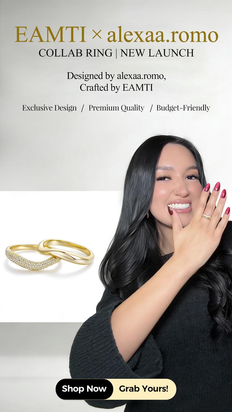 EAMTI × alexaa.romo Stackable Rings for Women 14K Gold Plated Stacking Cubic Zirconia Thumb Ring Set Trendy Statement Chunky Band Rings