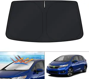 Canvcle Windshield Sun Shade for Honda Fit 2015-2020 Foldable UV Protection Sun Visor Double Thickness Material Blocks UV Rays Keeps Car Cooler Silver Black