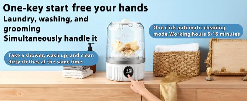 Portable Washing Machine with Large Capacity & Multiple Wash Modes – Ideal for Lingerie, Socks, Delicates | Great for Travel, Hotels & Small Spaces