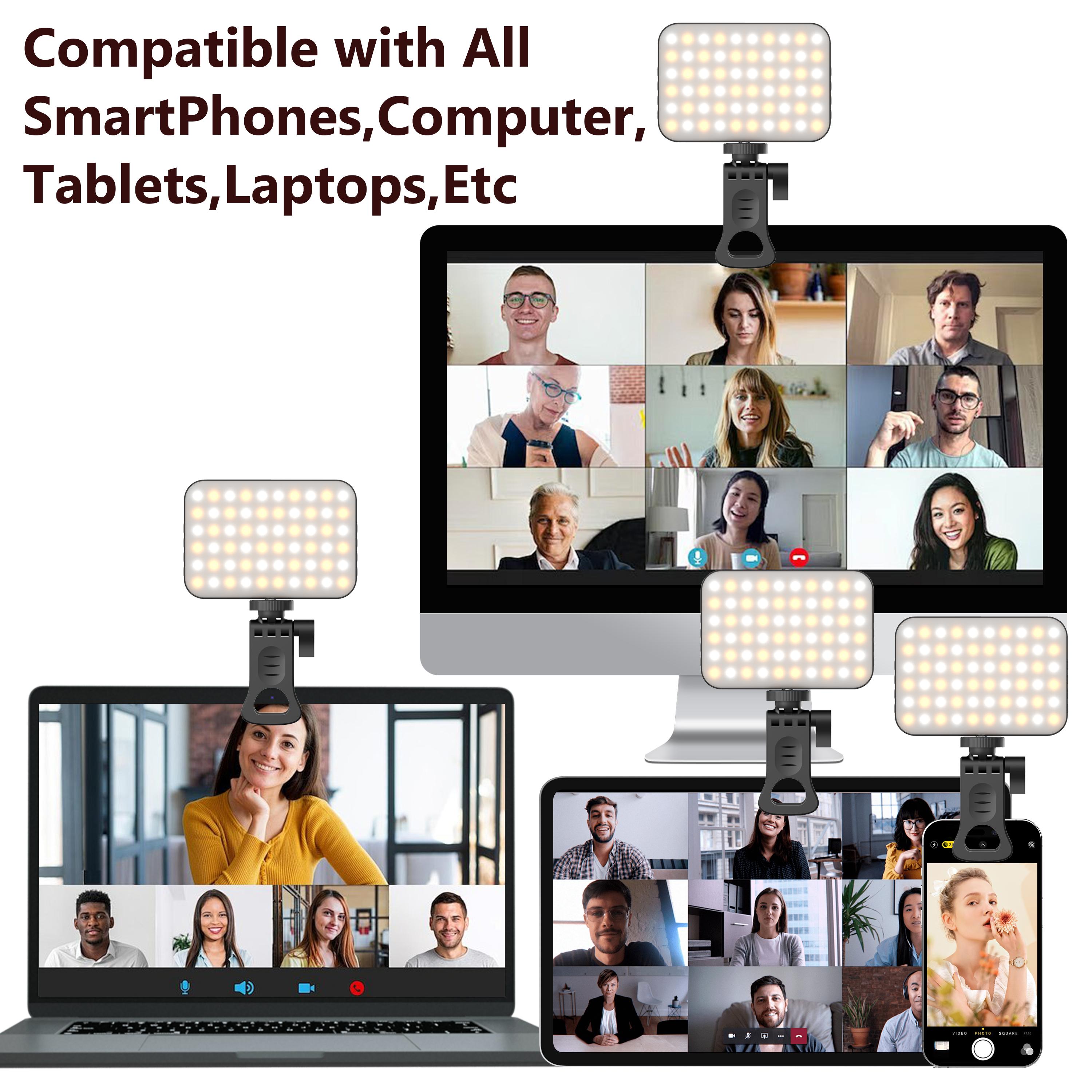 Rechargeable Selfie Light, Clip Fill Light for Phone Laptop Tablet Portable Light for Video Conference Live Streaming Zoom Call Makeup Picture (Black)