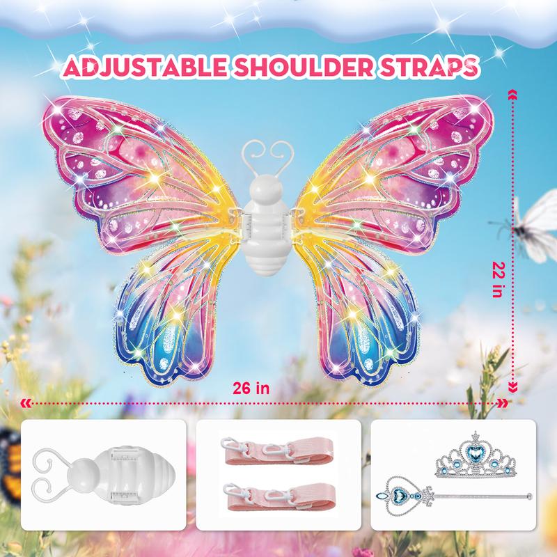 Light Up Fairy Wings for Girls - LED Butterfly Wings with Music for Kids Aged 3 4 5 6 7+ Costume, Birthday Christmas Party Costume Princess Toys for Girls