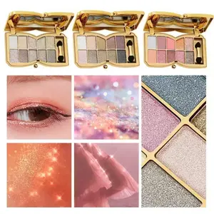 Cream Shiny Glitter Eye Shadow Palette With Brush Flashing Diamond Shimmer Eyeshadow Cosmetic Makeup For Music Festival