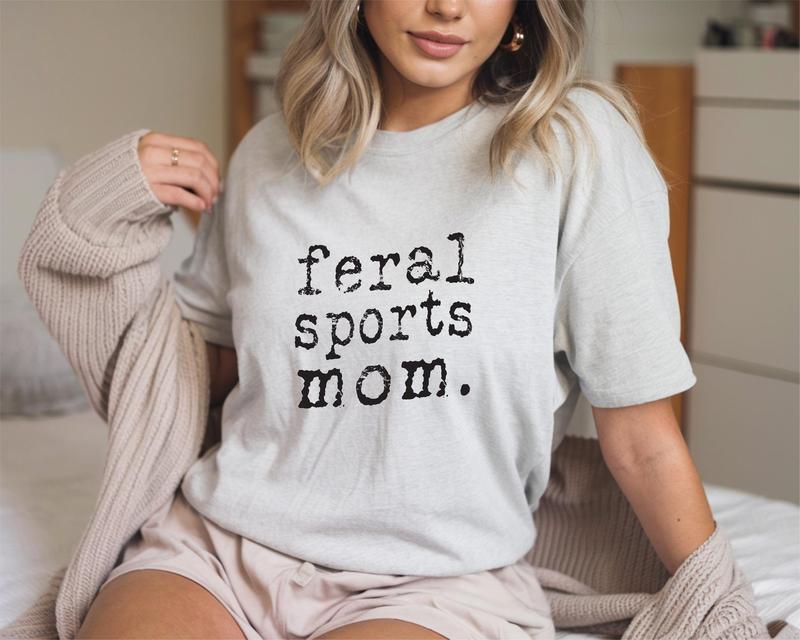 Comfort Colors Feral Sports Mom Shirt, Funny Athletic Mama Pullover, Wild Sporty Mom Life Crewneck, Game Day Mom Top, Cool Sports Mama Gift