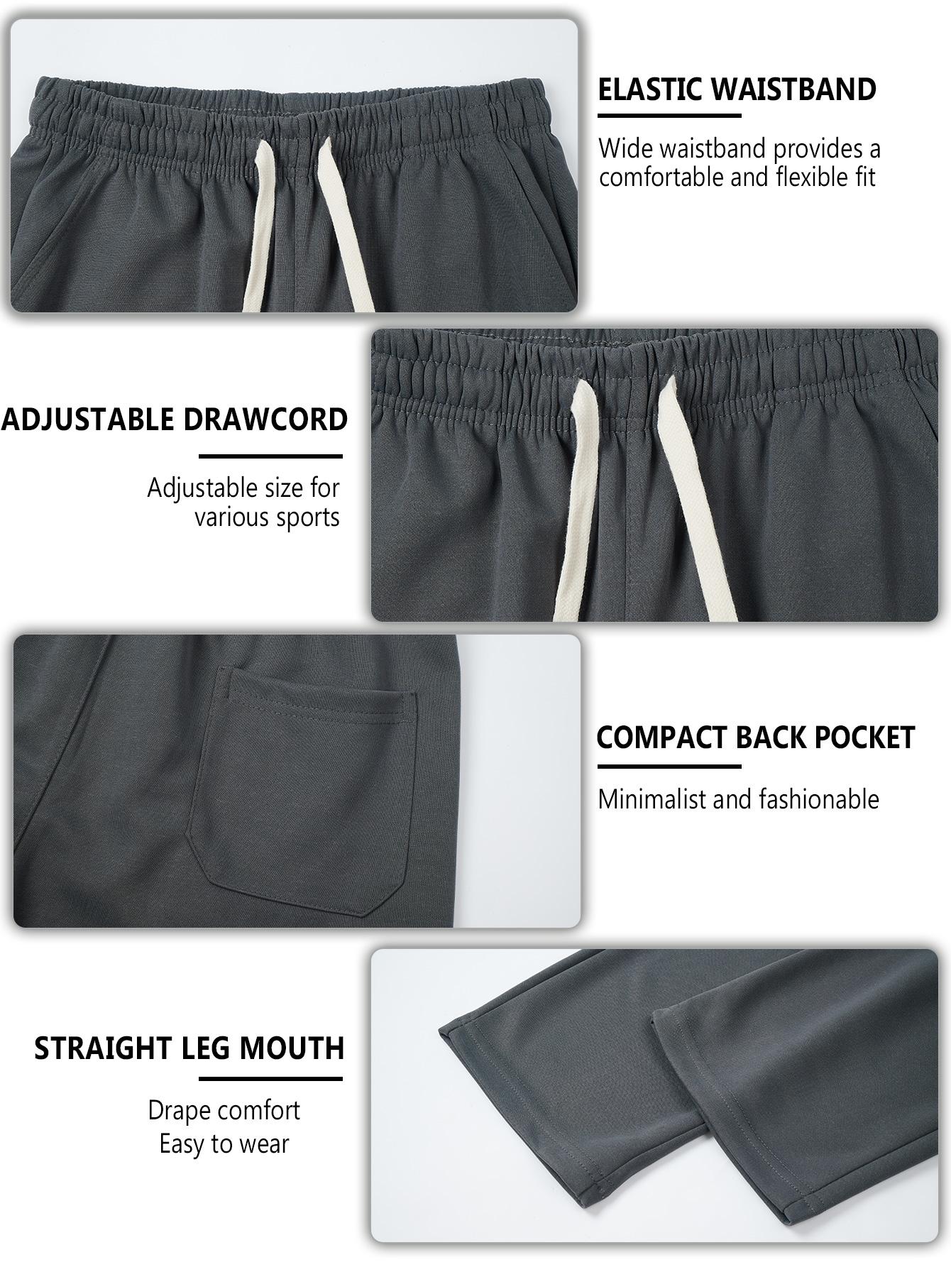 Men's Regular Fit Drawstring Casual Pants - Soft and slightly stretchy fabric, comfortable and breathable, drawstring waist adjustment, solid color, perfect for outdoor sports and fitness activities in spring and summer Plain Trouser Menswear