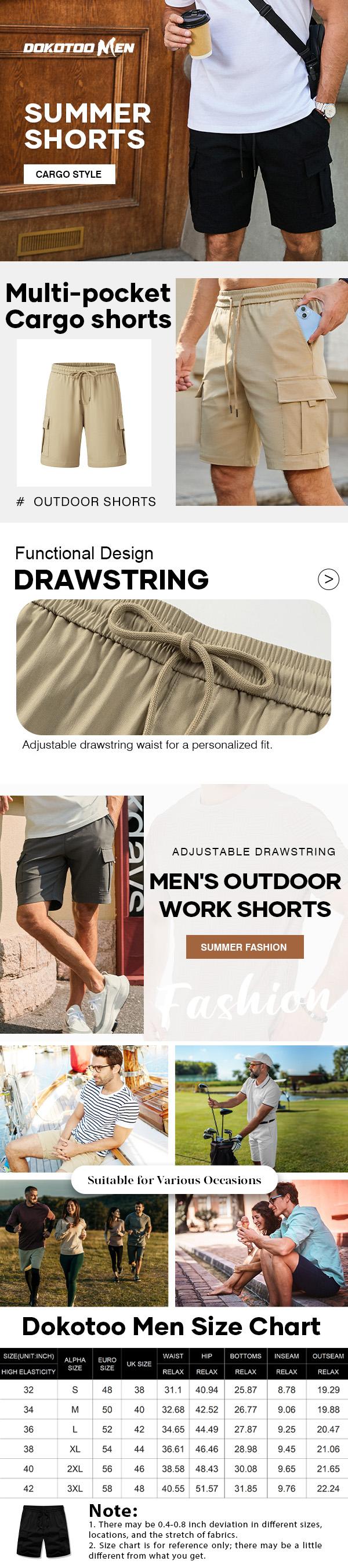 Dokotoo Men Mens Cargo Shorts Casual Solid Color Lightweight Summer Outdoor Work Cargo Shorts with Multi Pockets