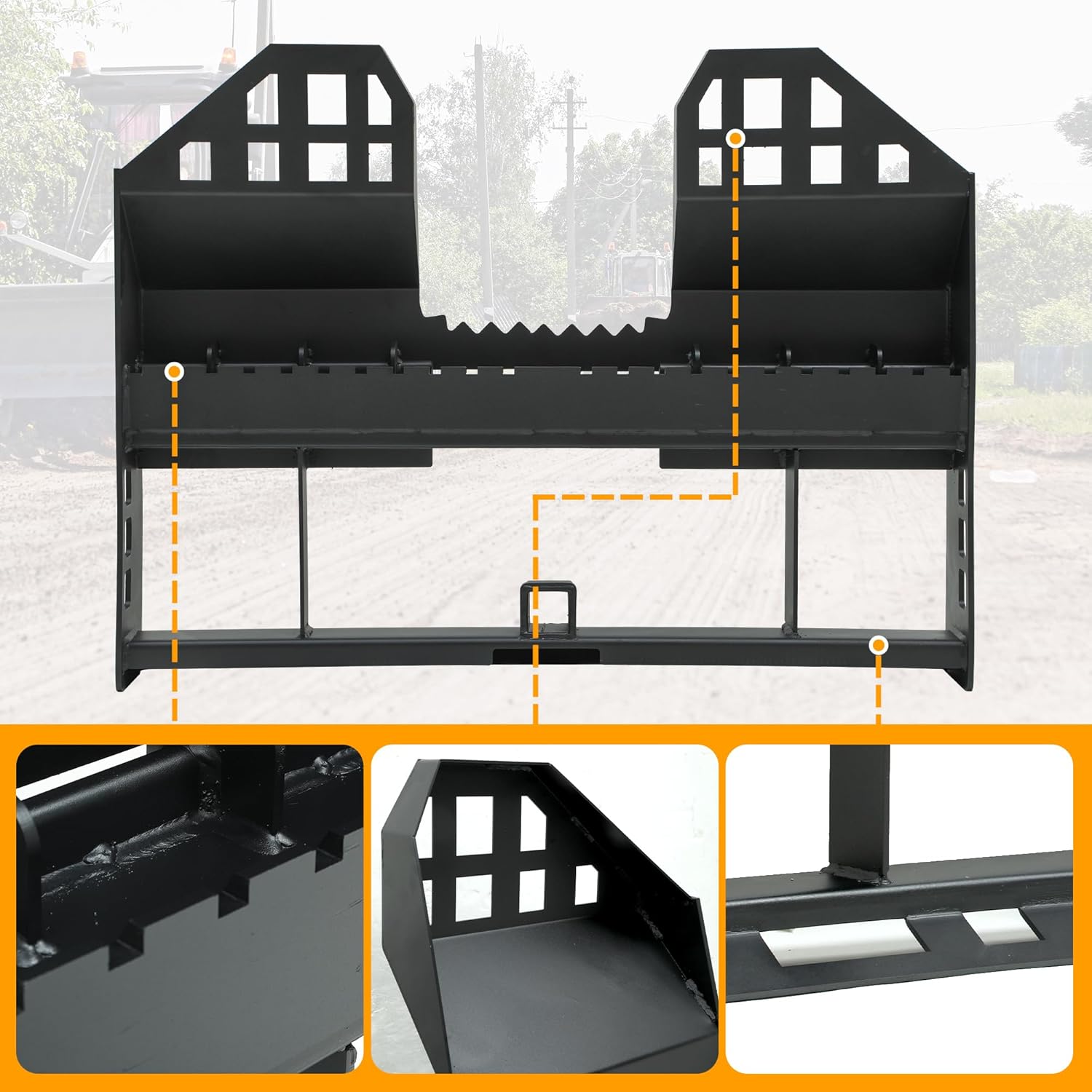 YINTATECH 45" Skid Steer Pallet Fork Frame Pallet Forks 4000lbs 48" Fork Blades for Kubota Bobcat Skid Steer Quick Tach Loaders Tractors skid steer