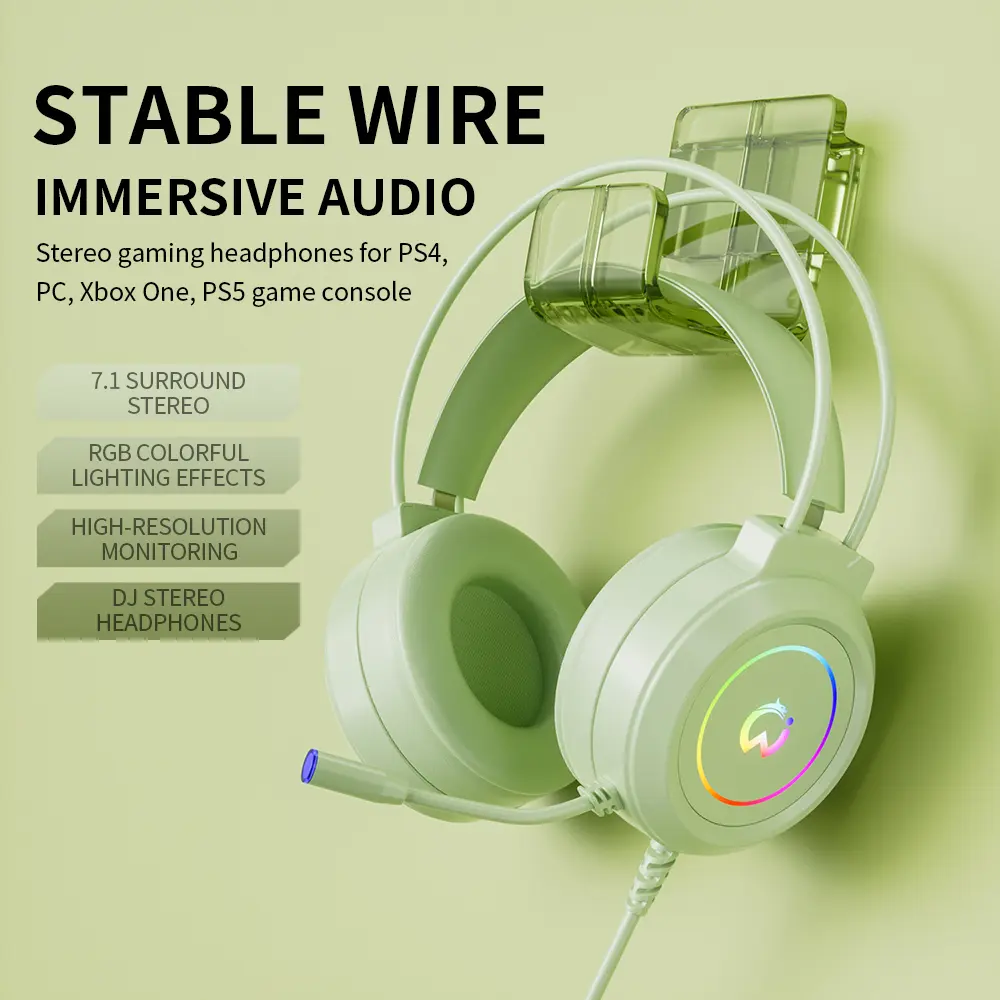 7.1 Surround Stereo Gaming Headphones with Microphone, Customizable RGB Lighting, USB-A, Dual Wireless Bluetooth Wired Design, High-Res Studio Monitoring for Gaming, DJing, PS4, PS5, PC