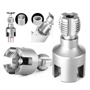 Pipe Threading Tool for Internal & External Threads Dual End 1/2" NPT & 3/4" NPT Die for PPR/PVC/MPP Pipes Hex Shank for Power Drills Pvc pipe threader Inside pipe cutter (2Pcs For 1/2" 3/4")