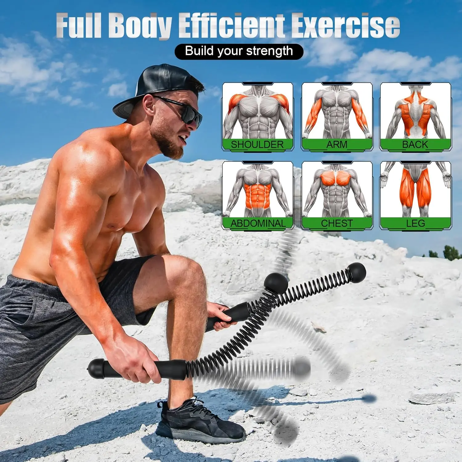Weighted Ropeless Battle Ropes – Quiet Cordless HIIT & Cardio Workout for Home Gym | Portable Full-Body Training (2PCS)