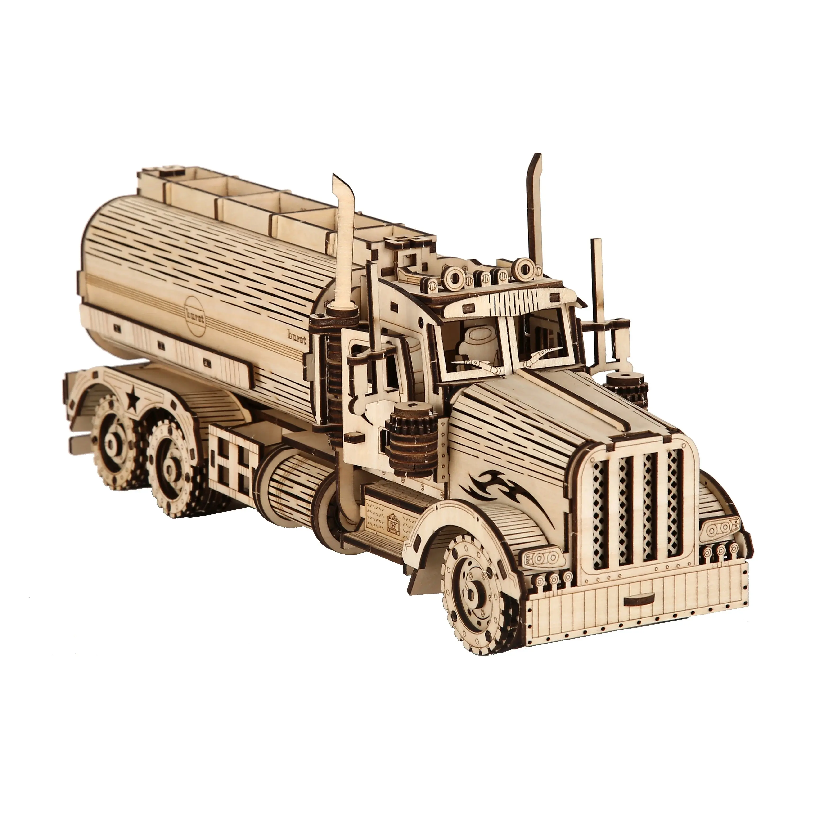 DIY 3D Wooden Oil Tank Truck Puzzle – Assembly Model Kit for Kids and Adults, Creative Building Toy, Birthday Gift, Stylish Home Decor Piece