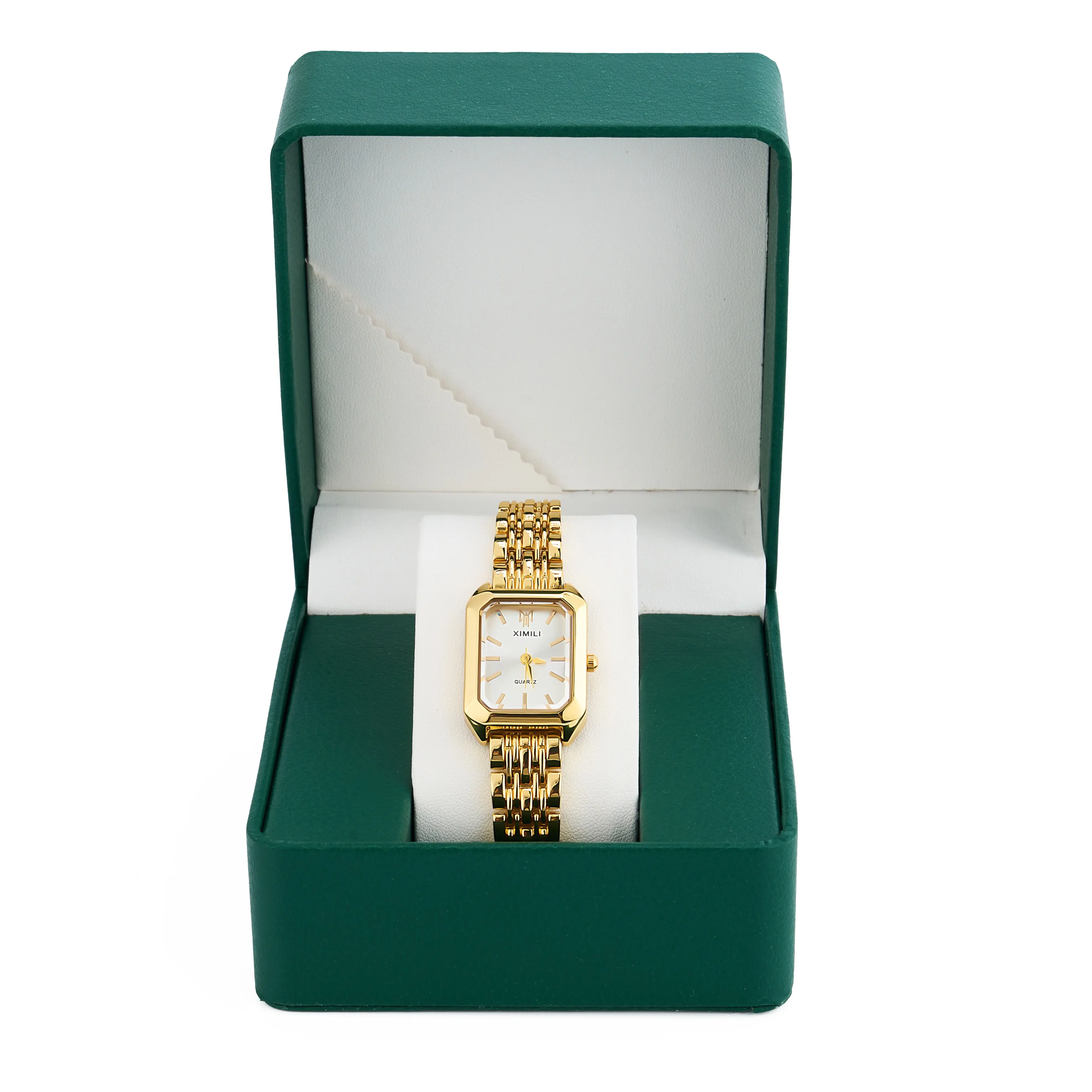【Back to School】Luxury Ladies Fashion Quartz Watch Simple Scale Square Quality Gold Plated Women Watches Business,Gift box & Adjuster & gift for her