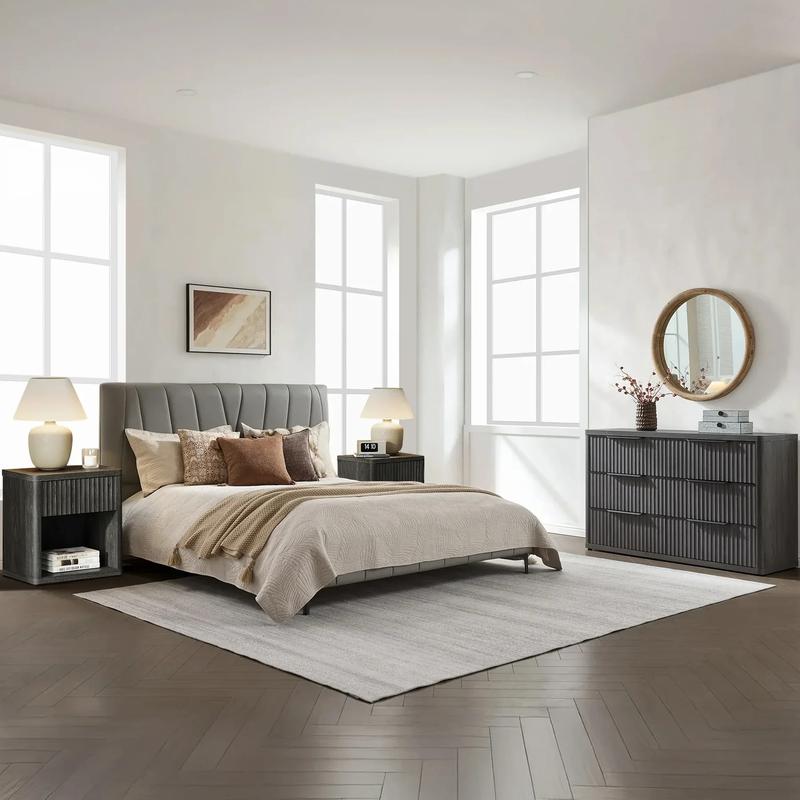 SICOTAS Night Stand with Drawer Storage Bed Side Table End Table 22.7"x 15.4" x 24.1" Large Modern Wide Bedside Stand Mid Century Night Stands for Bedroom Living Room Sofa Couch Office Minimal