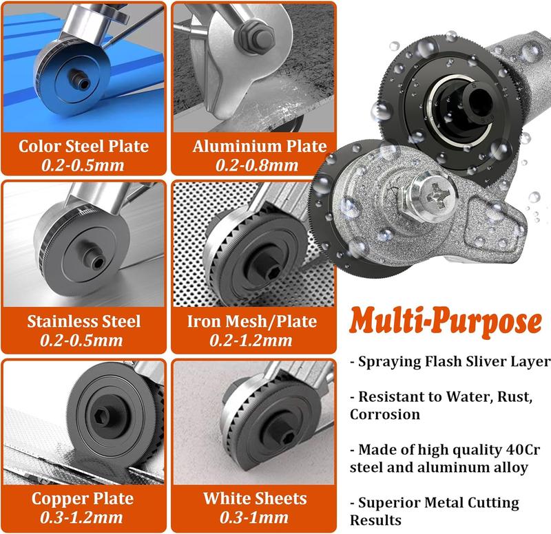 VAYWET Upgraded Sheet Metal Cutter Drill Attachment, For 12V Machine Electric Adapter (exclude) Shears Nibbler Drill Cutter Tools Portable Shearing Drill Bit Metal DIY Precision Fast for Cutting Thin Iron Thin White Sheet Steel Tile Aluminum Copper plate