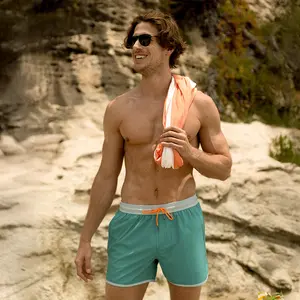 Maamgic Swim Shorts 4.5 Inseam Spandex,2 in 1 Stretch, Polyester, Adjustable Waistband，2 Side Pockets, 1 Back Pocket & Quick-Drying & Compression Liner & Anti-Chafe，Beach Activities，Swimming Pool，Casual Vacation