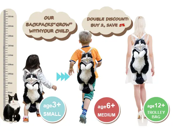 Product Introduction of 【TikTokShopBacktoSchool】Chongker Stylish Daypack Plush Cat Backpack - Realistic Stuffed Animal Fashion Accessory & Unique Gift for Cat Lovers - 1 Set Gift Wrap 11
