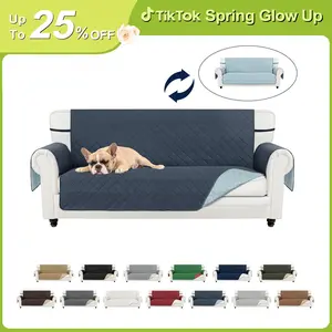Easy-Going Reversible Couch Cover, Water Resistant Sofa Protector Slipcover for 1/2/3/4 Seater with Foam Sticks Elastic Straps for Pet, Sofa Blanket, Livingroom