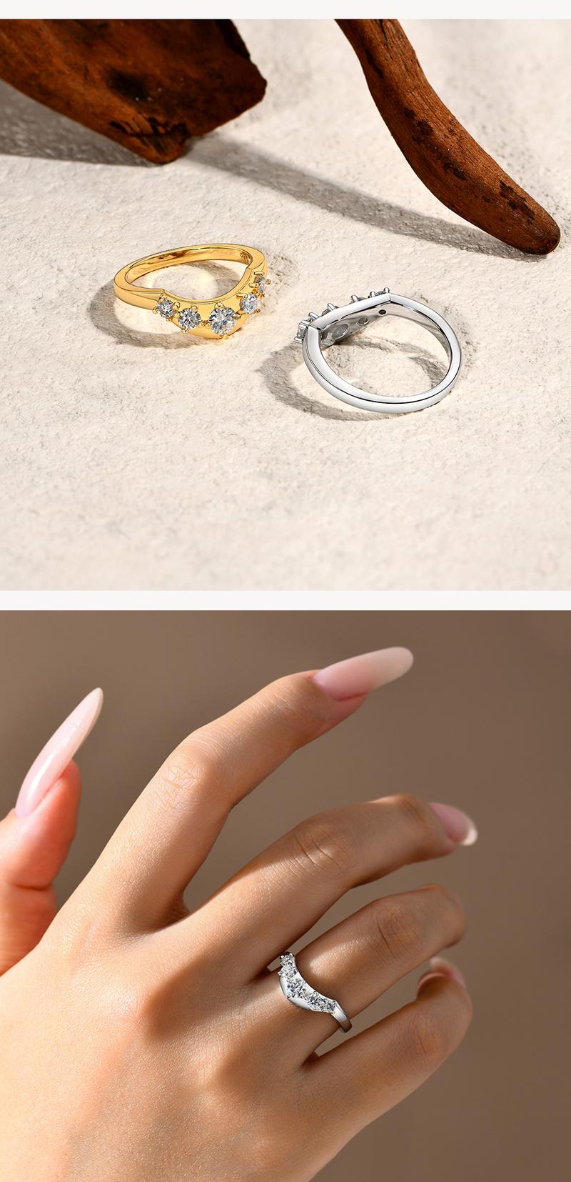 ATTAGEMS Synthetic Moissanite Wedding Band Rings for Women 925 Sterling Silver Rings Eternity Stackable Engagement Ring Anniversary Classic Band Jewelry R272