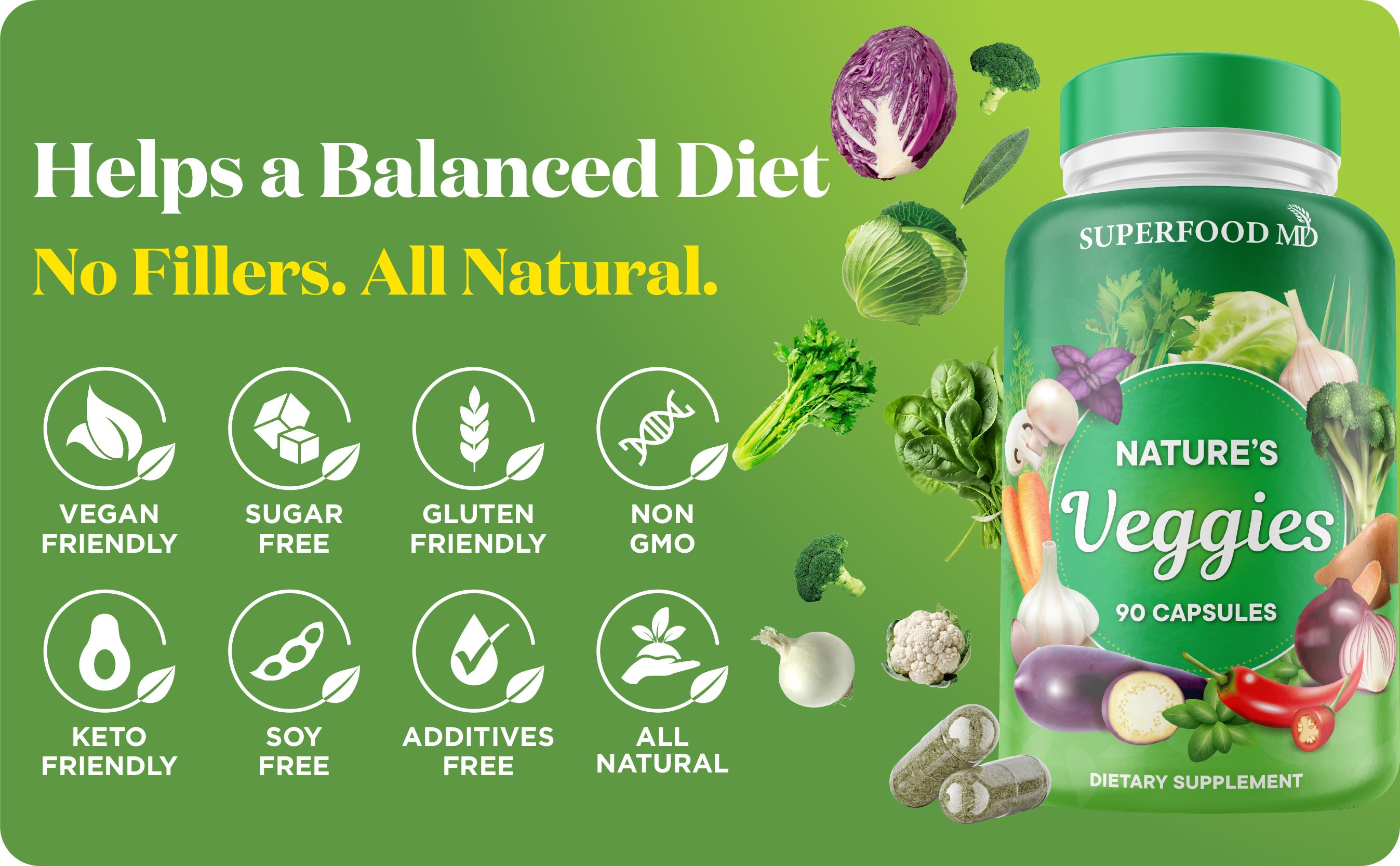 Superfood MD Fruits Supplement - 90 Fruit Capsules - Supports Energy Balance, High Lycopene, Vitamins & Minerals -Made in The USA