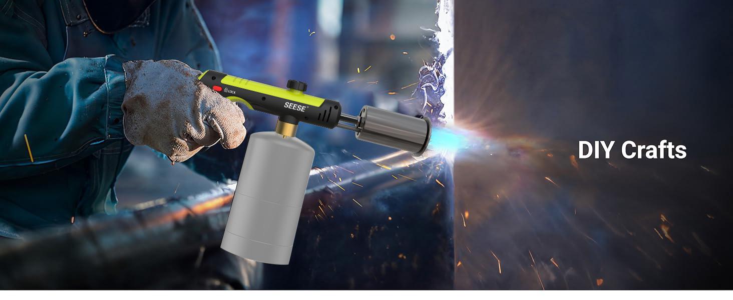 SEESE Powerful Propane Torch (Propane Tank Not Included),Culinary Propane Torch Lighter, Adjustable Blow Torch for Sous Vide Searing Steak, BBQ