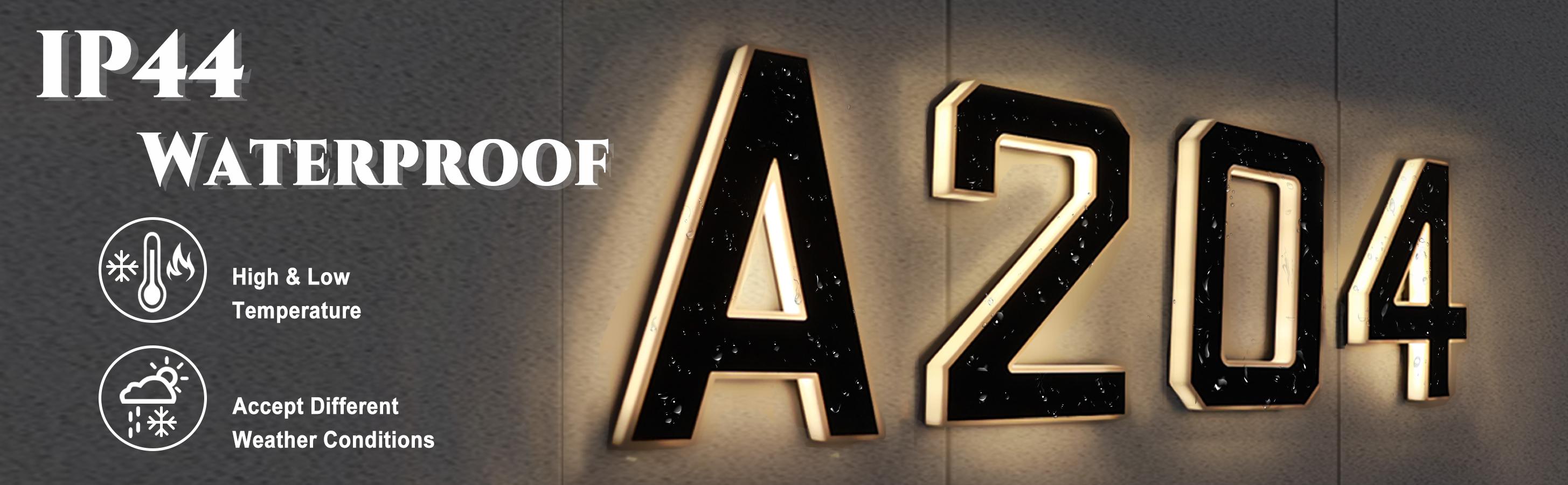 Solar Lighted House Numbers 9 Inch or 5 inch Waterproof LED Address Signs for Outside Modern House Numbers with Large Personalization Options,Decorate your door number, DIY personalisation.Modern Farmhouse Illuminated Sign Light Two Size Options