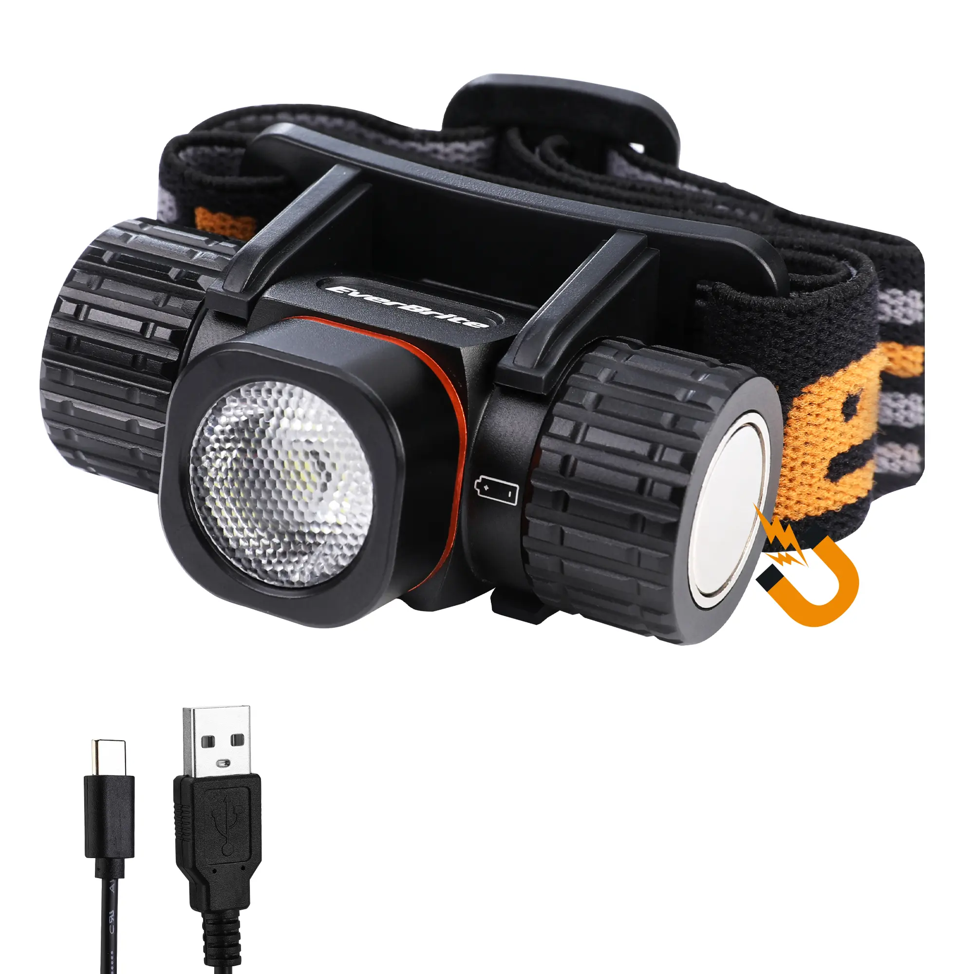 #backtoschool EverBrite Rechargeable Headlamp, 500 Lumen LED Rechargeable Headlight with 4 Light Modes, Magnetic Base and Adjustable Headstrap, Perfect for Camping, Hiking, Caving, Fishing