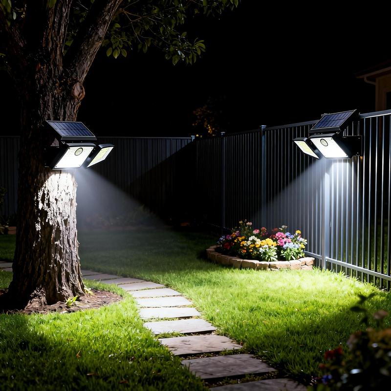 2 Pack Wireless Solar Motion Sensor Lights, IP65 Waterproof Outdoor Security Lights with Dusk to Dawn Mode for Patio Garage Fence