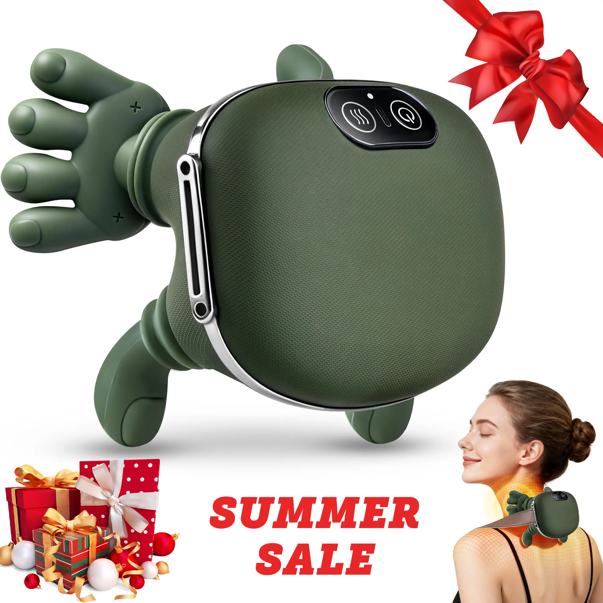 Omumax 2026 Upgraded Version Shoulder Massager Electric Cervical Massager Bionic HandHeating Wireless Portable 3D Kneading Massage for Pain Relief deep Tissue，Leg Neck & Back Massager & Lightweight Gift