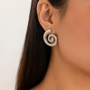 Oufer 316L Stainless Steel Non-tarnish Spiral Earrings