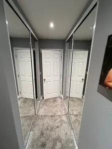 White Sliding Mirror Closet Door Set