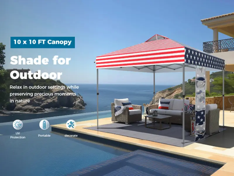 [Waterproof & UV-Resistant] PHIVILLA 10x10ft Pop-up Canopy Tent, Instant Portable Canopy Tent Outdoor Gazebo, One-Push-To-Lock Outdoor Gazebo with Roller Bag