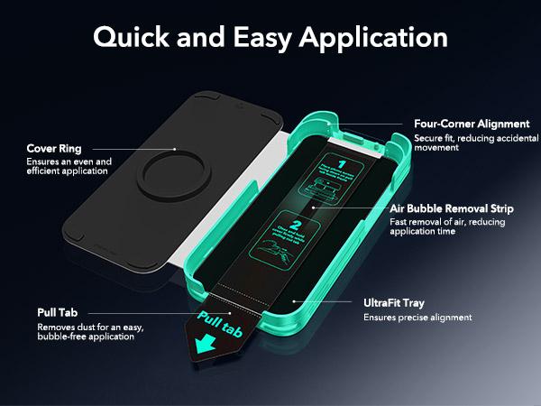 ESR 3 Pack for iPhone 17e/iPhone 16e/ iPhone 14/ iPhone 13/ iPhone 13 Pro Privacy Screen Protector, Military Grade Shatterproof, 9H Hardness, Anti-spy Tempered Glass with UltraFit Tray