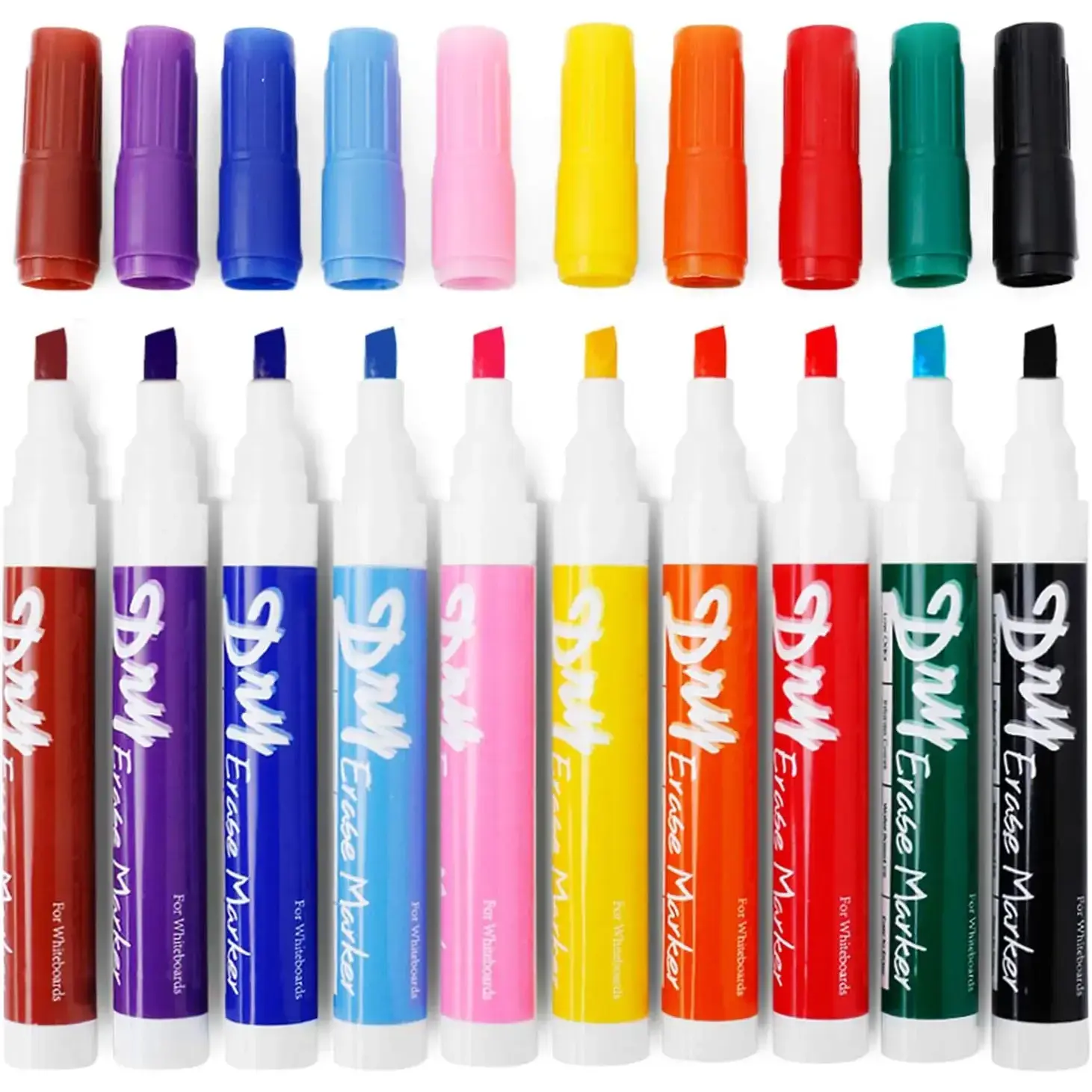 Dry Erase Markers Low Odor Chisel Tip Whiteboard Markers Pack of 10,10 Colors