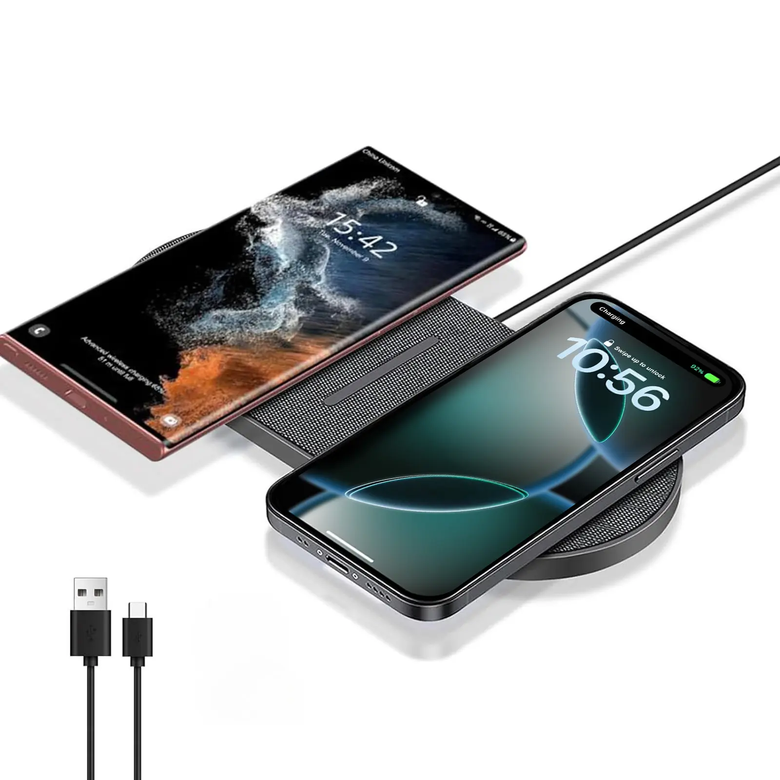 Dual Phone Wireless Charging Pad for Samsung Galaxy & iPhone Fast Charger Mat for Galaxy S25 S24 S23 Ultra iPhone 17 16 15 14 13 12 11 Pro Max X XS Airpods Pro 4 3 2, Smartphone, Cellphone, Mobile,back to school,back to school haul