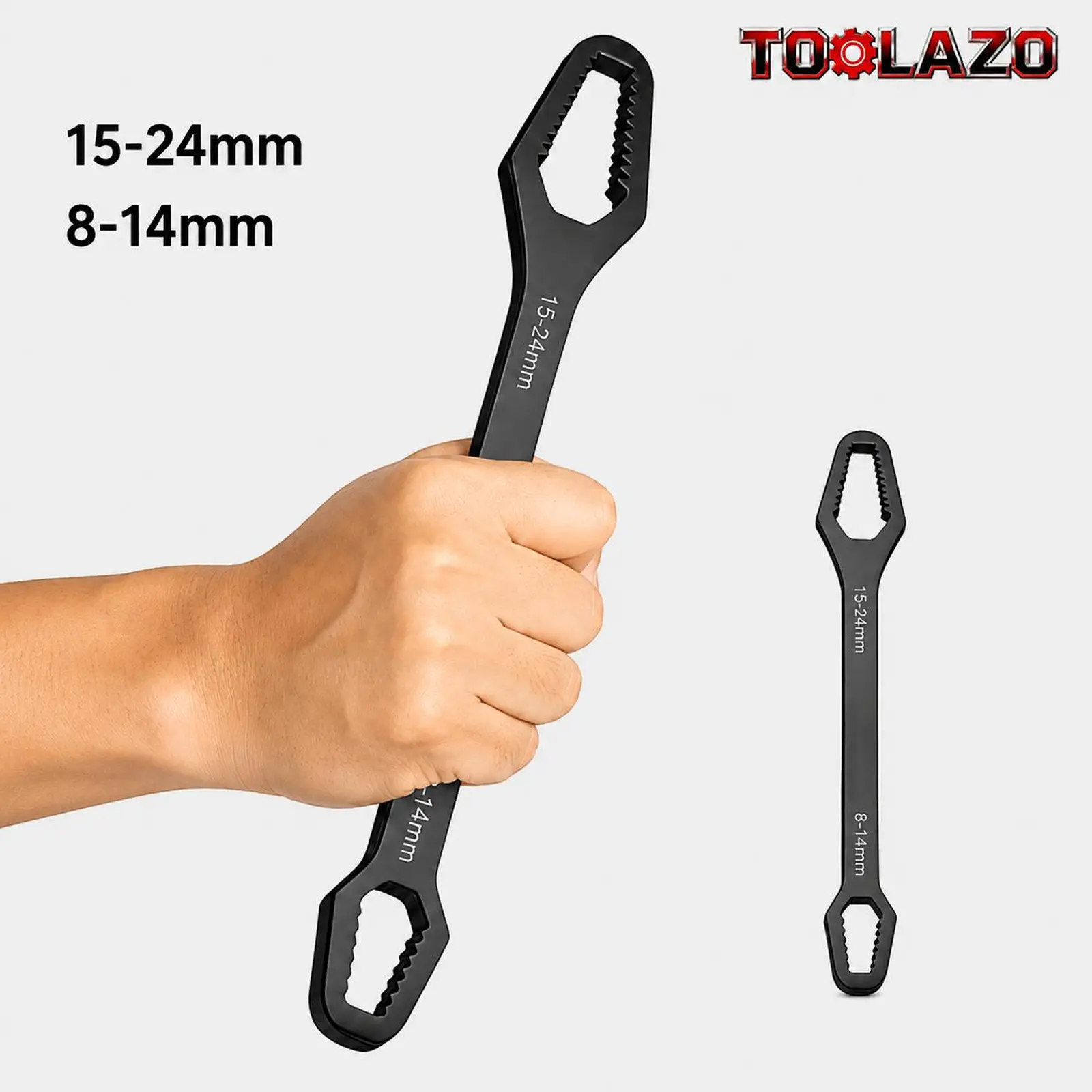 TOOLAZO 270mm Dual-Head Self-Adjusting Steel Wrench, 8-24mm Universal 2-Jaw Mechanic Tool with Non-Slip Grip for Nuts/Bolts, Auto Repair, Tools for Cars, Millimeters Hand Wrench
