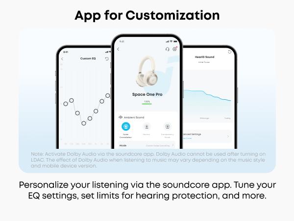 soundcore Space One Pro, FlexiCurve Over-Ear Headphone, Adaptive Active Noise Cancelling Headphones Driven by 6 Mics, 60H Lossless Audio, Ultra-Fast Charging, Hi-Res Wireless, Comfortable Fit