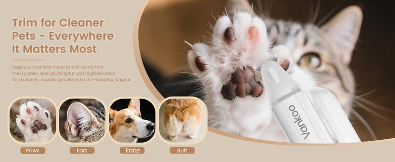 Vankoo 2-in-1 Dog Nail Clipper & Paw Hair Trimmer Kit with LED Light, Pet Paw Trimmer Rechargeable & Waterproof – Small Dog Grooming Clippers– Safe for Dogs & Cats low noise pet shaver Christmas Gift