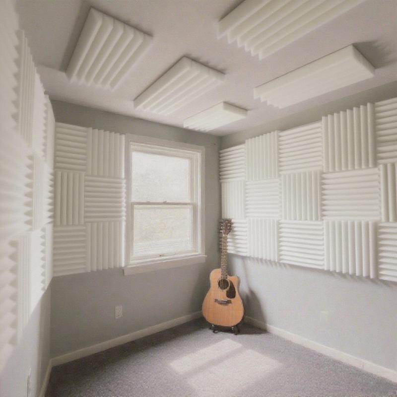 12/24/48PCS Black/White Acoustic Foam Panel Wedge Studio Soundproofing Wall Tiles, Sound Absorbing Panels For Ceiling Reading Room Meeting Room Study Library Club Cinema Music 12"X12"X1"