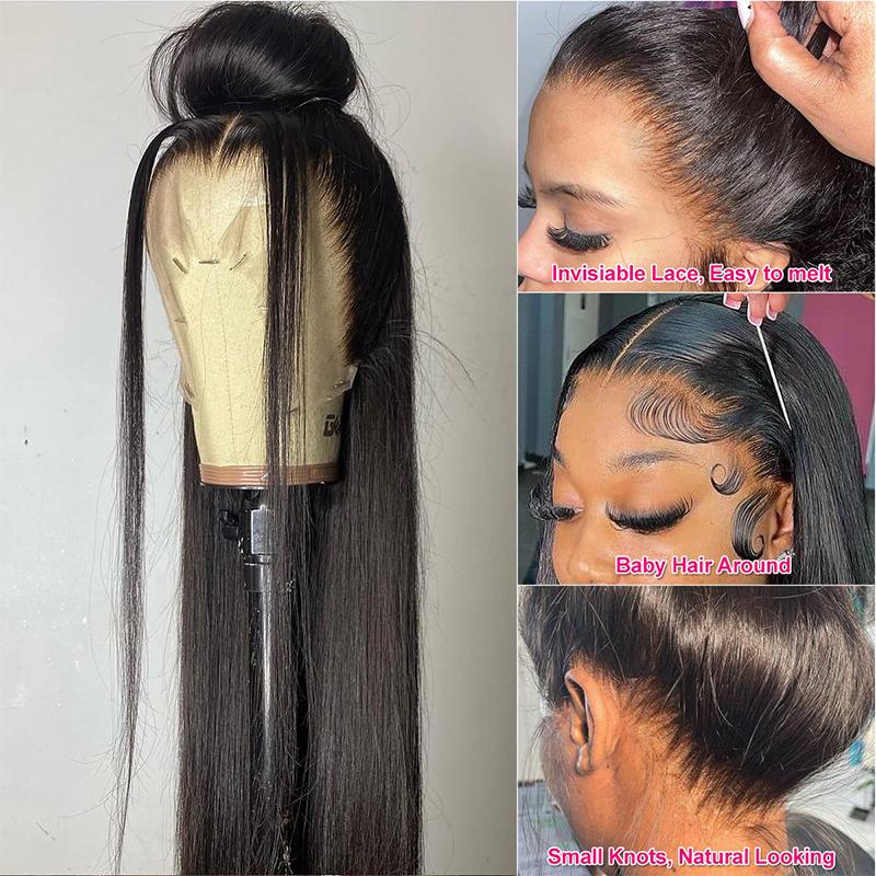 【CLEARANCE SALE】MORE FACE 360 Lace Frontal Wig Straight Transparent Lace Front Human Hair Wigs For Black Woman Pre Plucked 180% Density