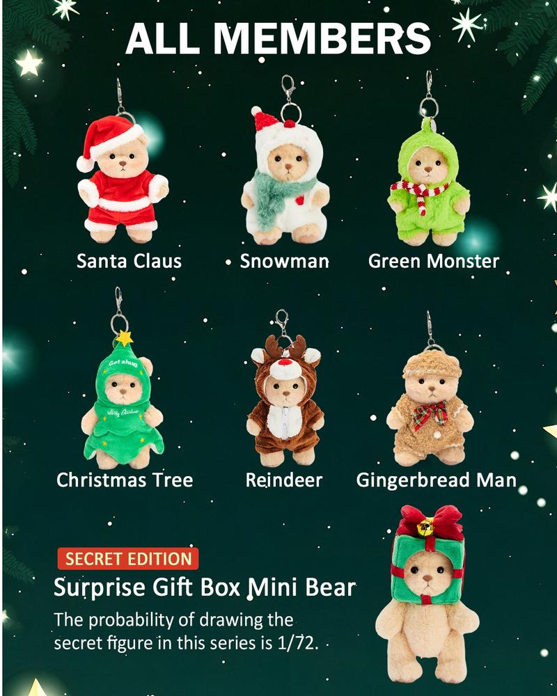 【TikTokShopBlackFriday】Getahug Mini Bear Blind Box – Christmas Series & Halloween Limited & Animal Kingdom Series, 5.9" Plush Pendant Keychain Bag Charm Collectible Gifts 【TikTokShopBlackFriday】Getahug Mini Bear Blind Box – Christmas Series & Halloween Limited & Animal Kingdom Series, 5.9" Plush Pendant Keychain Bag Charm Collectible Gifts