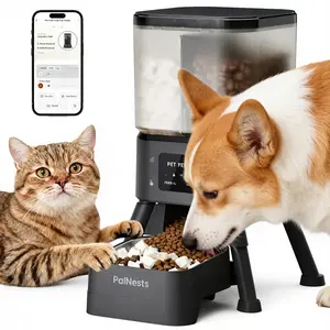 PalNests Dual-Cavity Smart Pet Feeder 4L Dry Food Dispenser boy kibble with WiFi, Dual-Band 2.4GHz & 5GHz, Airtight Freshness-Locking, App Control, Suitable for Cats & Small/Medium Dogs