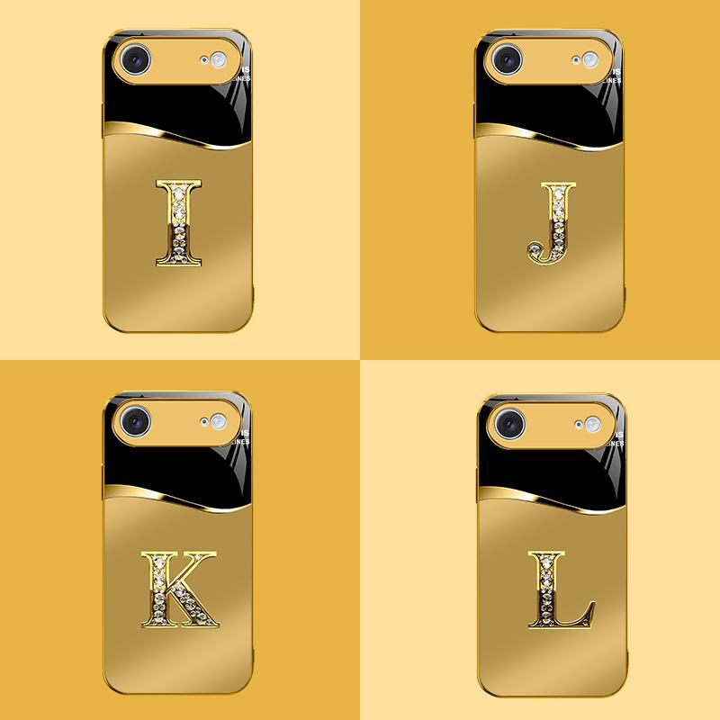 Suitable for [iPhone 17 Air] New high-end gold letter glass mobile phone case New business simple metal paint electroplating gold glass mobile phone case Affordable price Anti-drop and anti-fingerprint 995