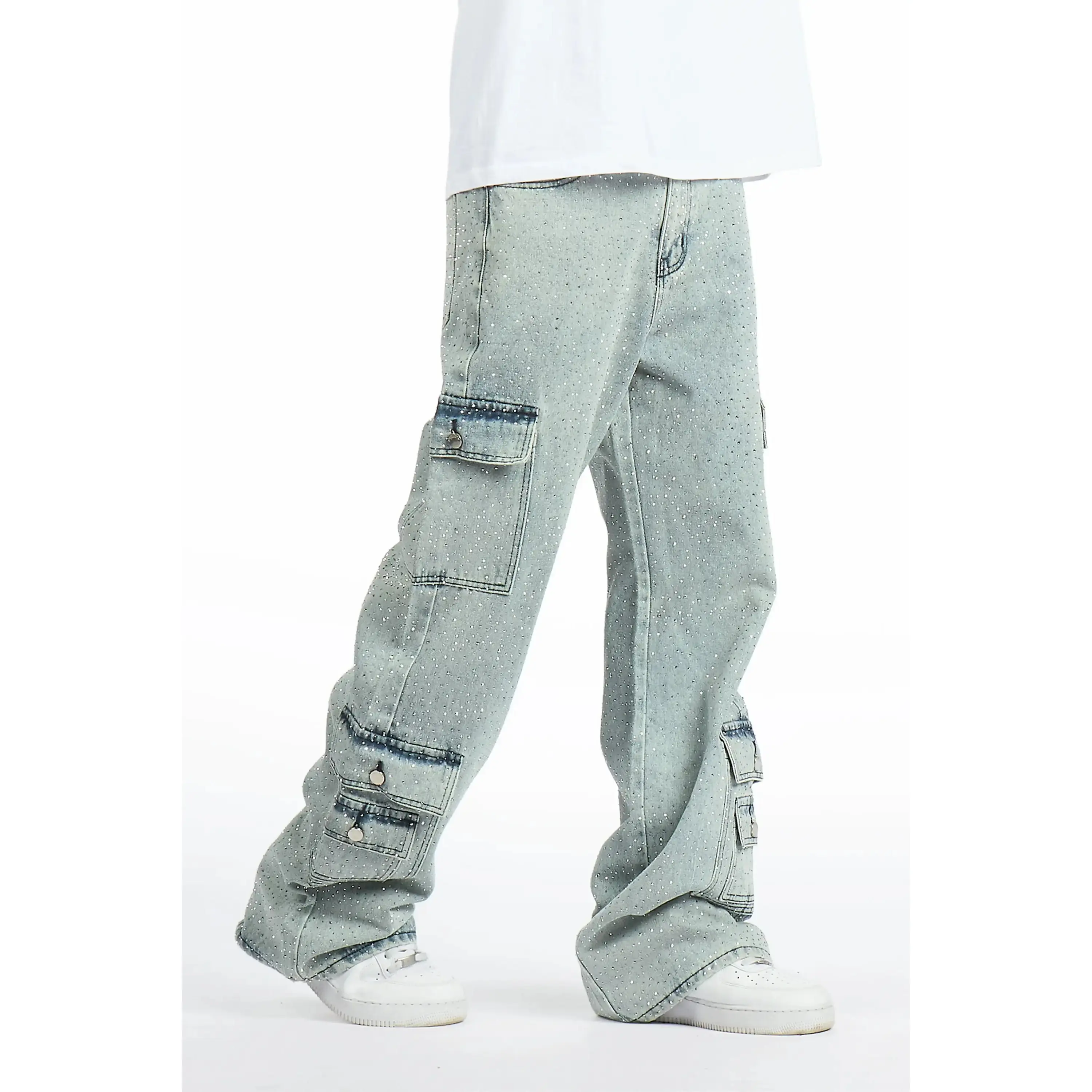 Aeson Light Blue Rhinestone Baggy Fit Jean