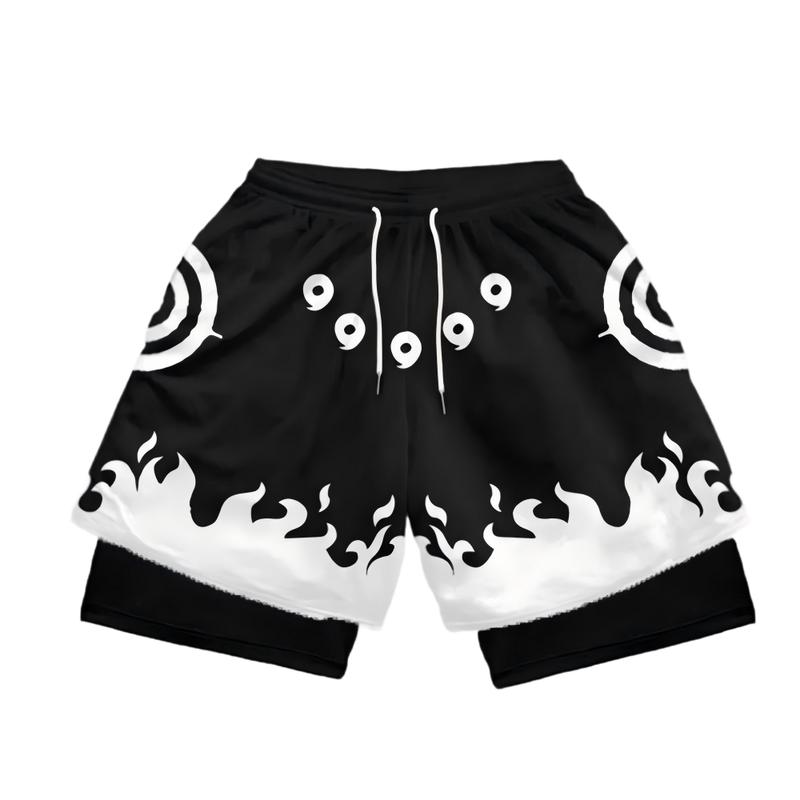 Anime-Style Sports Shorts for Men Two-Piece Double-Layer High-Quality Polyester Quick-Dry & Breathable 20 Versatile Styles Multi-Function