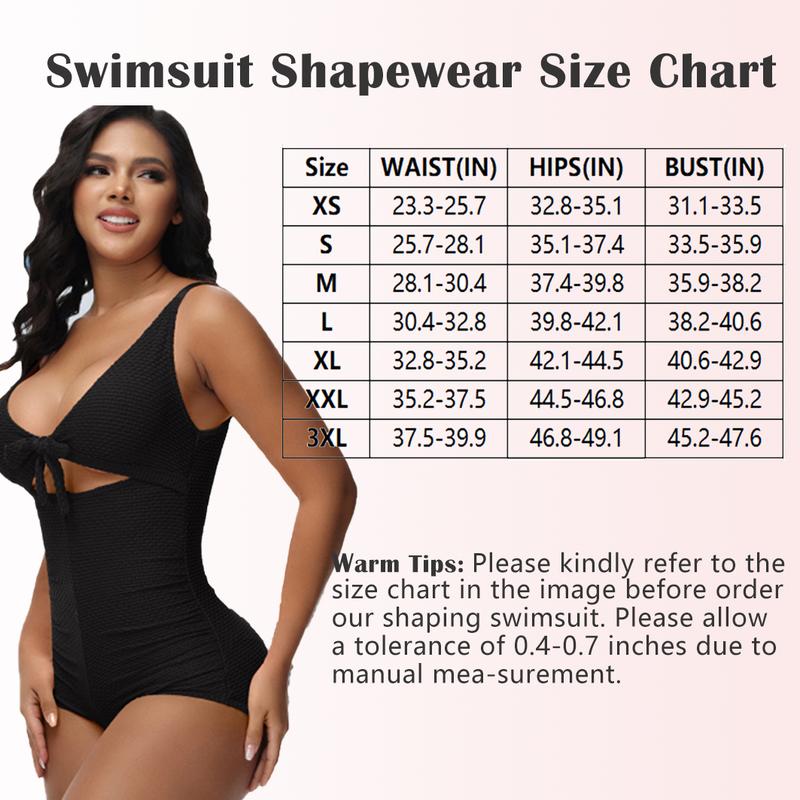 M MYODRESS Women Tummy Control Swimsuit Butt Lifting Bodysuit Sleeveless Swim Shapewear One Piece Slimming Bathing Suit  Tie Knot Front Push Up Swimwear