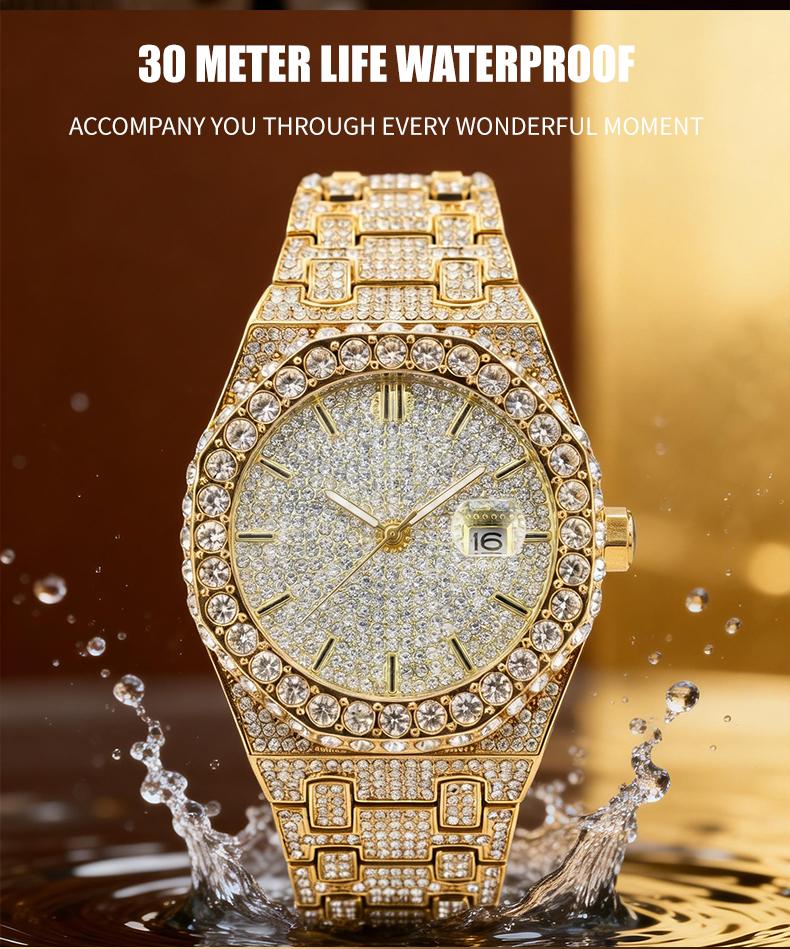 Luxury Rhinestone Embellished Jumpstart sale Classic round dial -Dial Quartz Watch with Gift BoxIncluded Fashion Timeless Classic Watch Holiday Haul  Flash Sale diamond men  Shine at work, lead with brilliance.