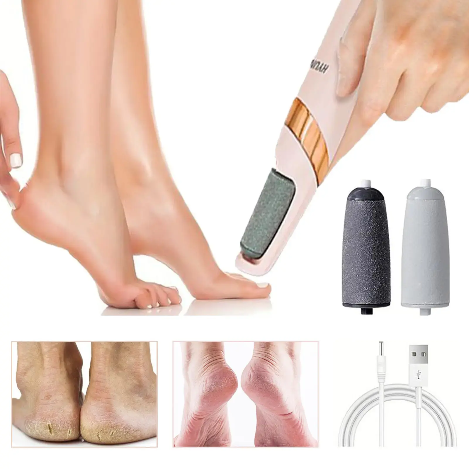 Electric Callus Remover for Feet, Rechargeable and Waterproof Foot File, Portable Pedicure Tool for Hard Cracked Heels and Dry Rough Skin, for Smooth and Soft Feet for Women and Men, Nail, Single Item