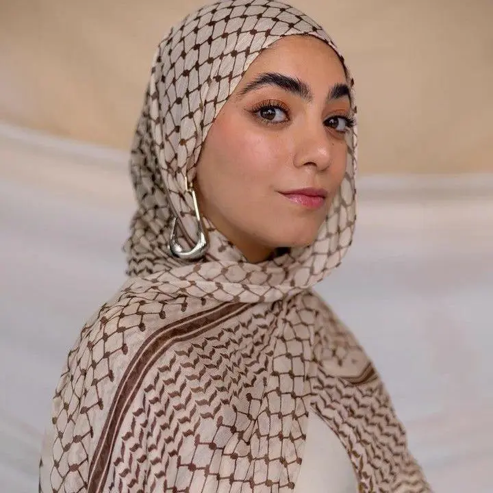 Palestinian Scarf, Keffiyeh Style Headscarf, Printed, Chiffon Material, Women's Muslim Headscarf, Long Shawl, 180 x 70 cm fashion accessory