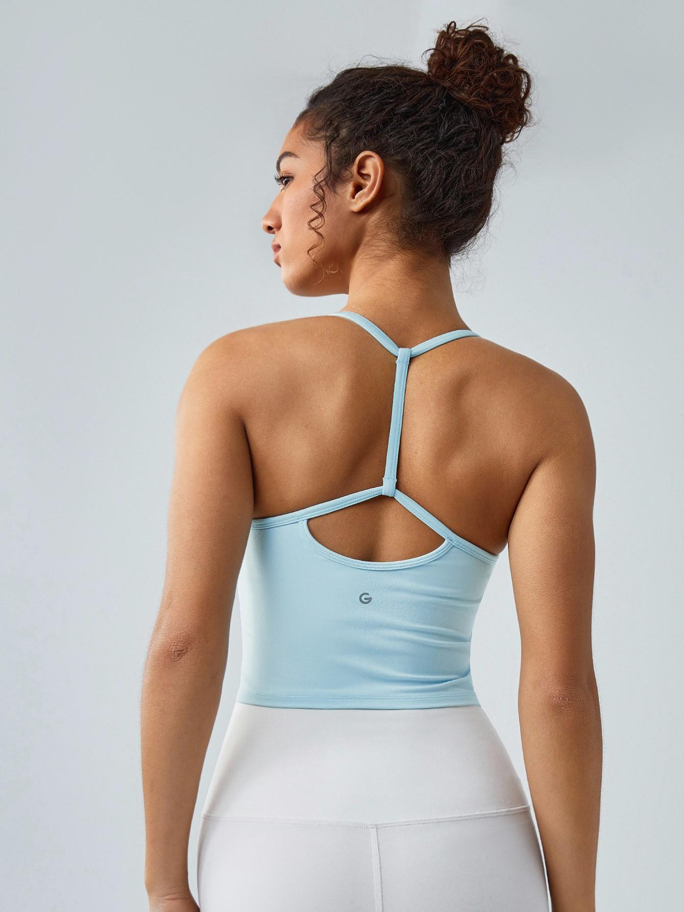 GLOWMODE FeatherFit T-Neck Racerback Tank Top Light Support Low Impact Yoga Studio Summer TikTokShopBlackFriday